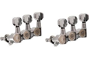Eddaray Guitar Machine Heads (6 for Left) – 1:15 Gear Ratio Sealed Tuning Key Pegs Tuners Set with Hexagonal Shaped Knob Replacement, (E-1001, Chrome)