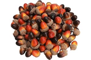 50Pcs 3cm Artifical Acorns with Natural Acorn Cap Fake Corn Fruit Prop Lifelike Nut for Home Halloween Christmas Decoration F
