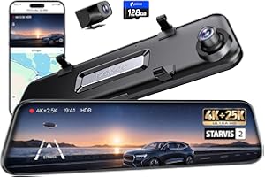 Pelsee 4K+2.5K Mirror Dash Cam with Front Starvis 2 IMX678 & Rear IMX335, 12" Rear View Mirror Camera, Color Night Vision, 5.8GHz WiFi, ADAS & BSD, Included OBD Hardwire Kit, 128GB Card, P12 Pro Max