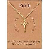 Lcherry Gold plated Jesus Faith Cross Necklace for Women Christian Baptism Confirmation Gifts for Women