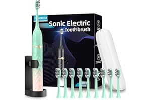 SEAPEOA Electric Toothbrush Set, Equipped with 10 Brush Heads and Travel case, IPX8 Waterproof, 2-Minute Timer, 42000 high-Frequency Vibrations, 5 Modes, The First Choice for Gift Giving