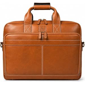 Full Grain Leather Messenger Bag for Men, 16” Briefcase Laptop Satchel Vintage Professional Office Work & Travel Bag