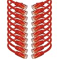 iMBAPrice UL Listed 0.5 Feet (6 inch) Cat6 Ethernet Network Patch Cable, LAN, UTP RJ45 Internet Cat 6 Cable (10 Pack) Red, Compatible with Personal Computer