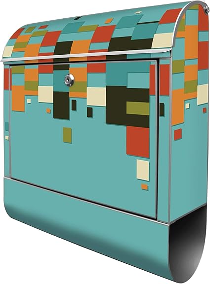 Banjado Design Briefkasten mit Motiv Bunte Elemente | Stahl