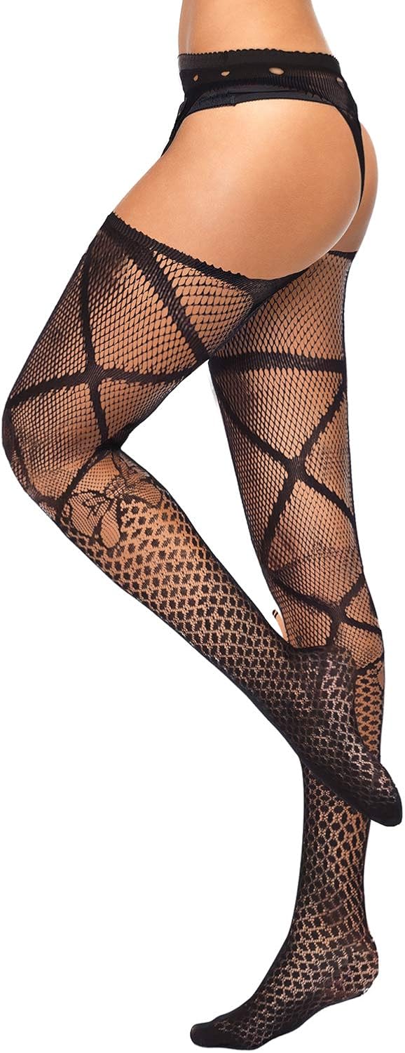 6 Pairs Women Suspender Pantyhose Stockings Valentine's Day Fishnet Tights Stretchy High Stockings for Dress up Favors at  Women’s Clothing store