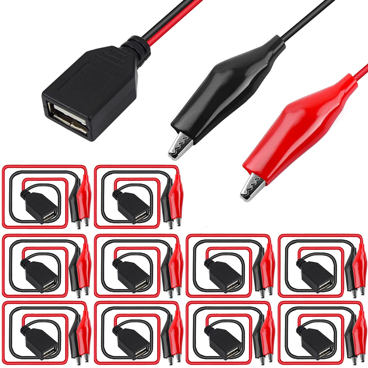 thumbnail image 2 of Mua Alligator Test Clips Clamp To USB Male + Female Power Supply Adapter Wire 2 of 11