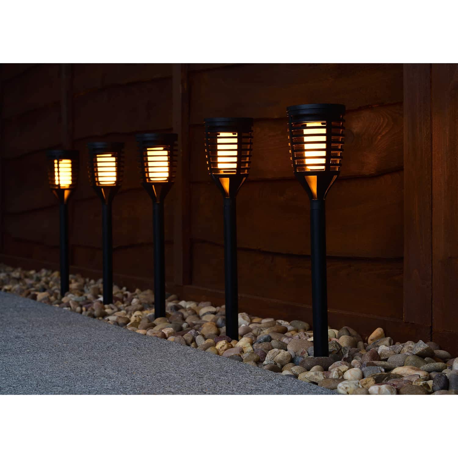 MAson & Jones Morocco Solar Powered Flame Effect 5pk Post Lights