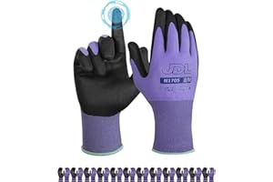 JDL Gardening Gloves Microfoam Nitrile Coated Gloves for Women/Men 6/12/24 Pairs, Seamless Knit Grip Work Touchscreen Gloves