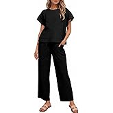 Bealin Track Suits for Women Set Short Sleeve Tops Wide Leg Pants 2 Piece Lounge Sets Loose Fit Matching Outfits