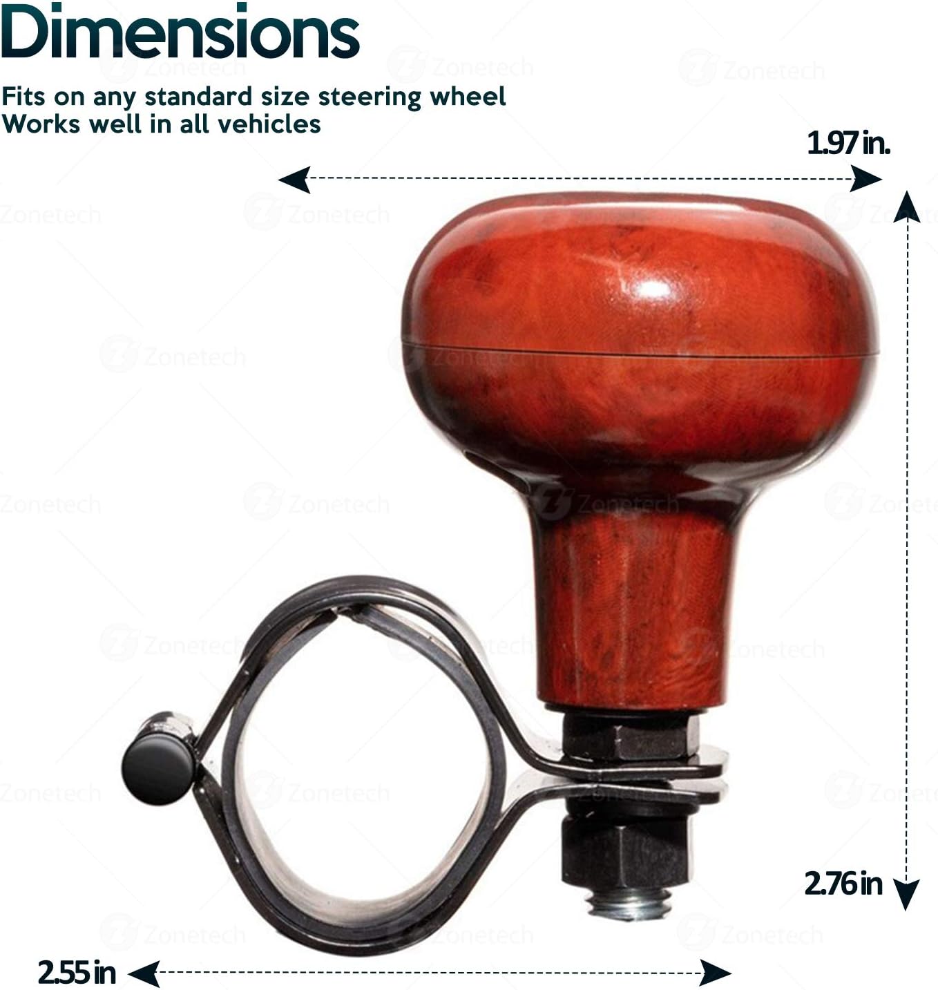 Zone Tech Woodgrain Steering Wheel Spinner Knob - Universal Fit Premium Quality Suitable for All Vehicles Steering Wheel Spinner with Power Handle for Car, SUV, Tractors, Lawn Mowers, Golf Carts: Automotive