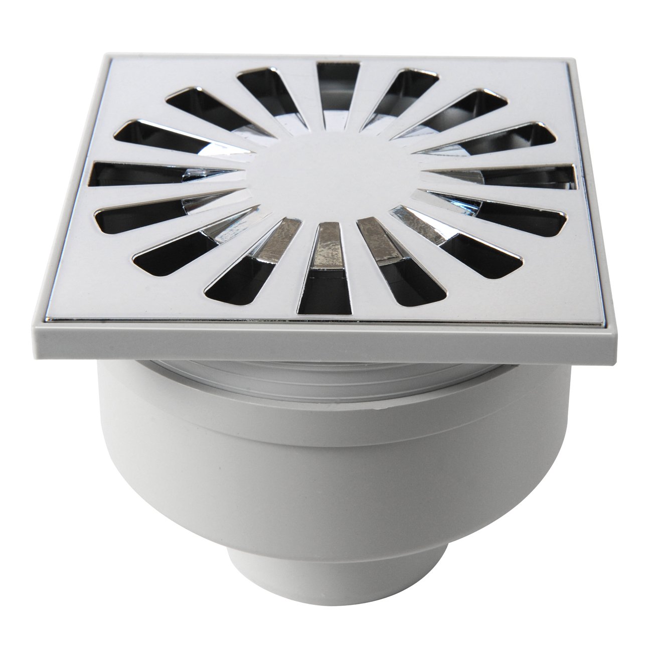 First Plast CHABSV1050M Siphonated Manhole Cover in ABS, Chrome, 100x100 mm