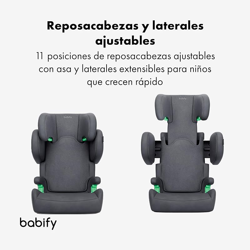 Assento de bebé FlexiFit Premium ISOFIX - para crianças dos 3 aos 12 anos (15-36 kg), ECE R129, encosto de cabeça de 11 posições, encosto ajustável, laterais extensíveis, design dobrável, cinzento