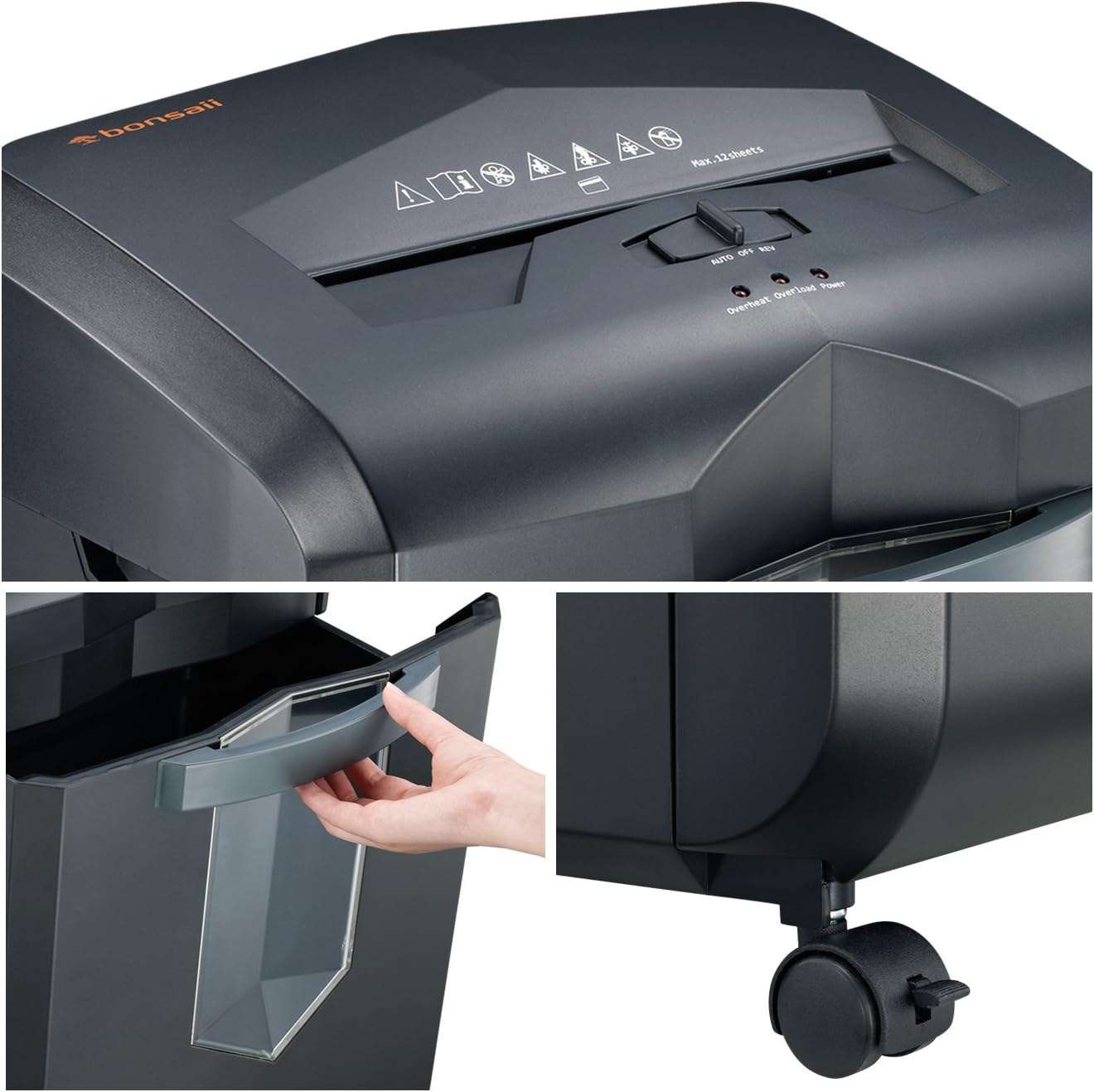 Bonsaii Updated 60-Minute Heavy-Duty Micro-Cut Paper Shredder, 14-Sheet Shredding Capacity for Office and Home Use, Destroys Credit Card/Staples/Clips, 6-Gallon Pullout Wastebasket, Black (C149-D) : Electronics