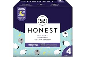 The Honest Company Clean Conscious Overnight Diapers | Plant-Based, Sustainable | Sleepy Sheep | Club Box, Size 4 (22-37 lbs), 54 Count