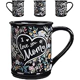 Potiera 16 oz Large Coffee Mug, Birthday Gifts for Mom, Mother's Day Christmas Gifts for Women Mother from Daughter Son, Handmade Ceramic Latte Floral Mugs, Unique Novelty Flower Tea Cup with Handle
