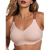 COMFELIE Women No Underwire Bra Comfy Seamless Bras Full Coverage Mesh Bralette with Adjustable Contrast Color Strap S-4XL