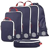 Extra Large Compression Packing Cube 6 Piece Set for Travel and Check Luggage by TRIPPED Travel Gear