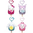 Hello Kitty and Friends 4-Pack Popsicle Clip-On Plush Featuring Hello Kitty, Kuromi, My Melody, and Cinnamoroll with Unique Bow Clips - Officially Licensed Sanrio Product from Jazwares