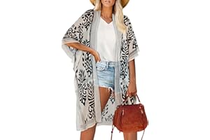 ROSEMIA Women's Kimono Beach Cover up for Summer Bathing Suits Cardigans Casual Loose Swimwear