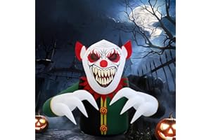 SHDEJTG 7.5ft Clown Halloween Outdoor Inflatable Decoration, Outdoor Decoration with LED Lights, Holiday Inflatable Decoration for Outdoor Patio, Garden, Lawn