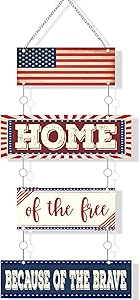 Independence Day American Flag Metal Wall Door Decor Home of The Free Because of The Brave Metal Door Sign Patriotic American Flag Metal Hanging Sign Rustic Patriotic Metal Plaque for Home Decor