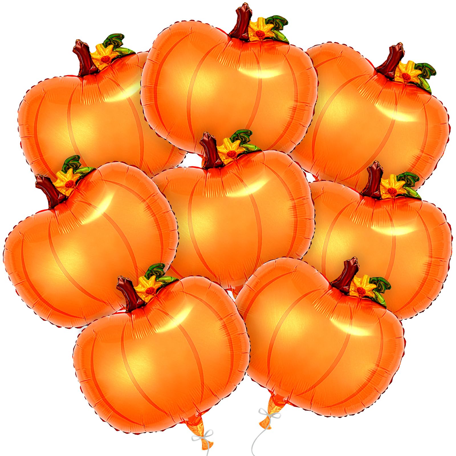 Photo 1 of 20 Pcs Pumpkin Foil Balloons, Large Fall Thanksgiving Foil Balloon Orange Pumpkin Mylar Balloons for Autumn Harvest Thanksgiving Halloween Party Decorations