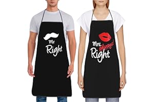 Dumoldpa 2Pcs Mr Right Mrs Always Right Aprons Funny Cooking Kitchen Aprons for Women Men Chef Waterdrop Resistant Wedding Gifts for Couple Valentine's Day Gifts Cool Bridal Engagement Gifts