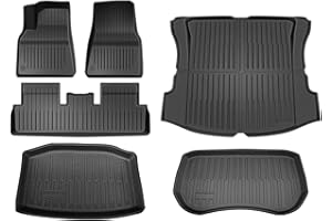 LOZUZ Floor Mats for Tesla Model 3 5-Seat 2017-2023 All Weather TPE Cargo Liner Floor Mats and Cargo Trunk Mats Accessories (Set of 6 Mats)
