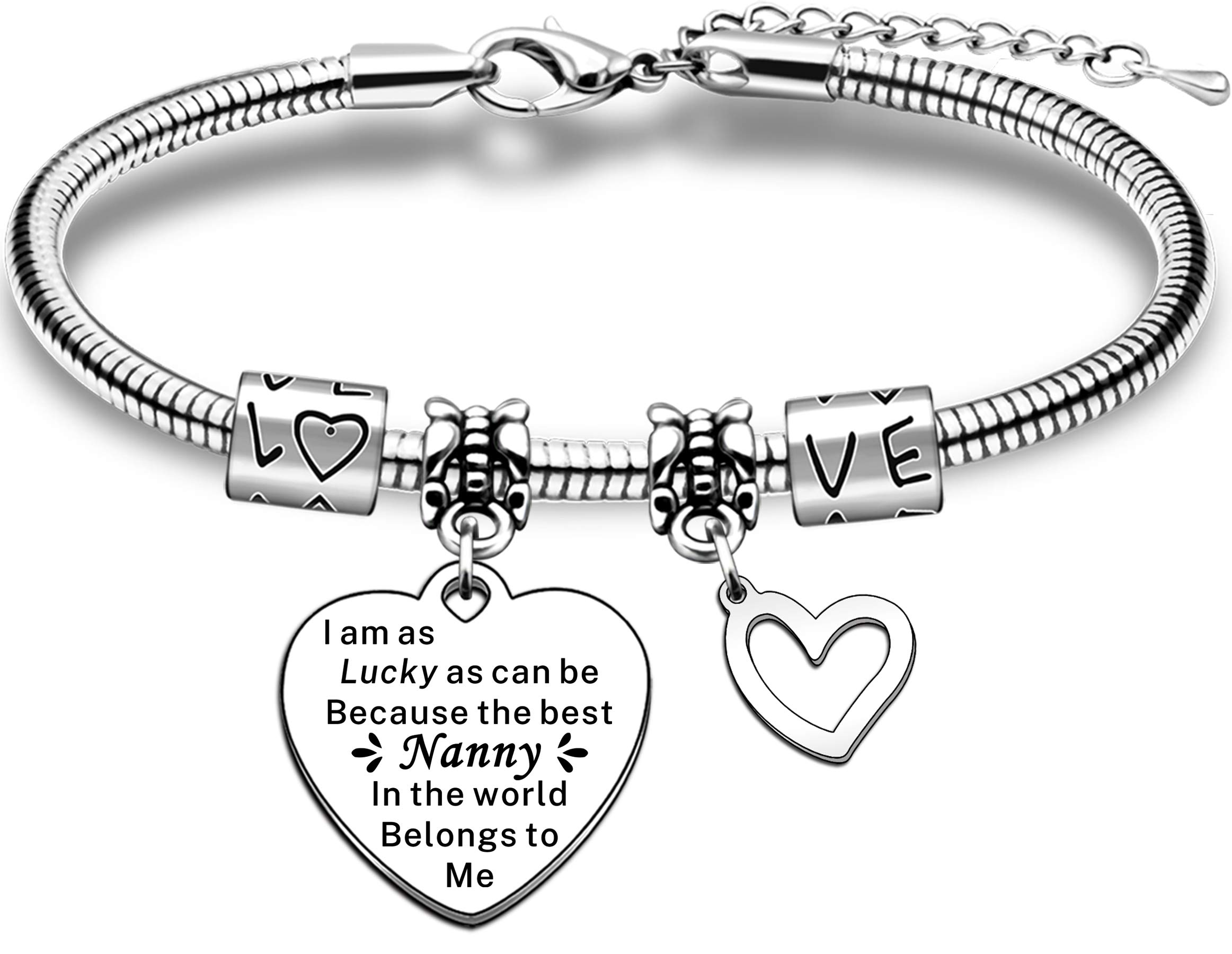 JMIMO Nanny Bracelet Nanny Gifts from Grandchildren Adjustable Charm Snake Bracelet Jewelry Gift for Nanny Nan Nannie