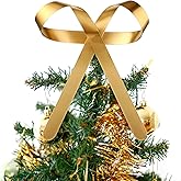 Daifunli 1 Pcs Large Christmas Metal Bow Tree Topper Ornaments with Clip Christmas Bow Decoration for Xmas Tree Topper Garland Wreath Indoor Outdoor Decor, 10 x 8 Inches(Classic,Gold)