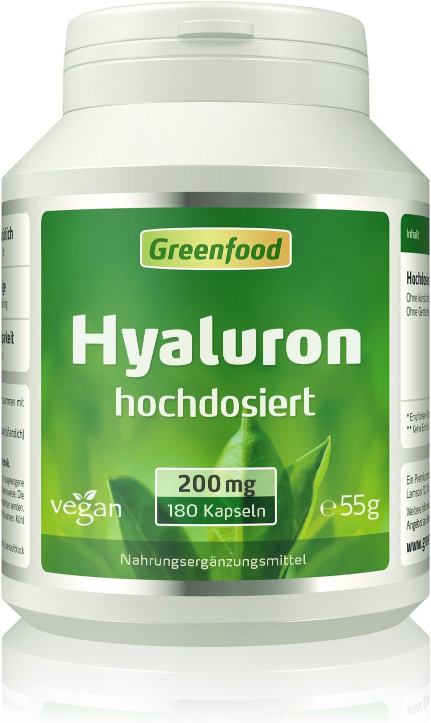 Greenfield – Vegan Hyaluronic Acid, 200mg Hochdosiert, 120 Capsules