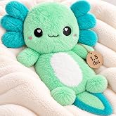 Axolotl Microwavable Stuffed Animals Unscented Heating Pad, Mint, 1.5lbs Soft Cozy Kawaii Hot and Cold Plushie Heating Pad for Women and Kids, Cute Warm Pillow Plush Gifts for Axolotl Lovers