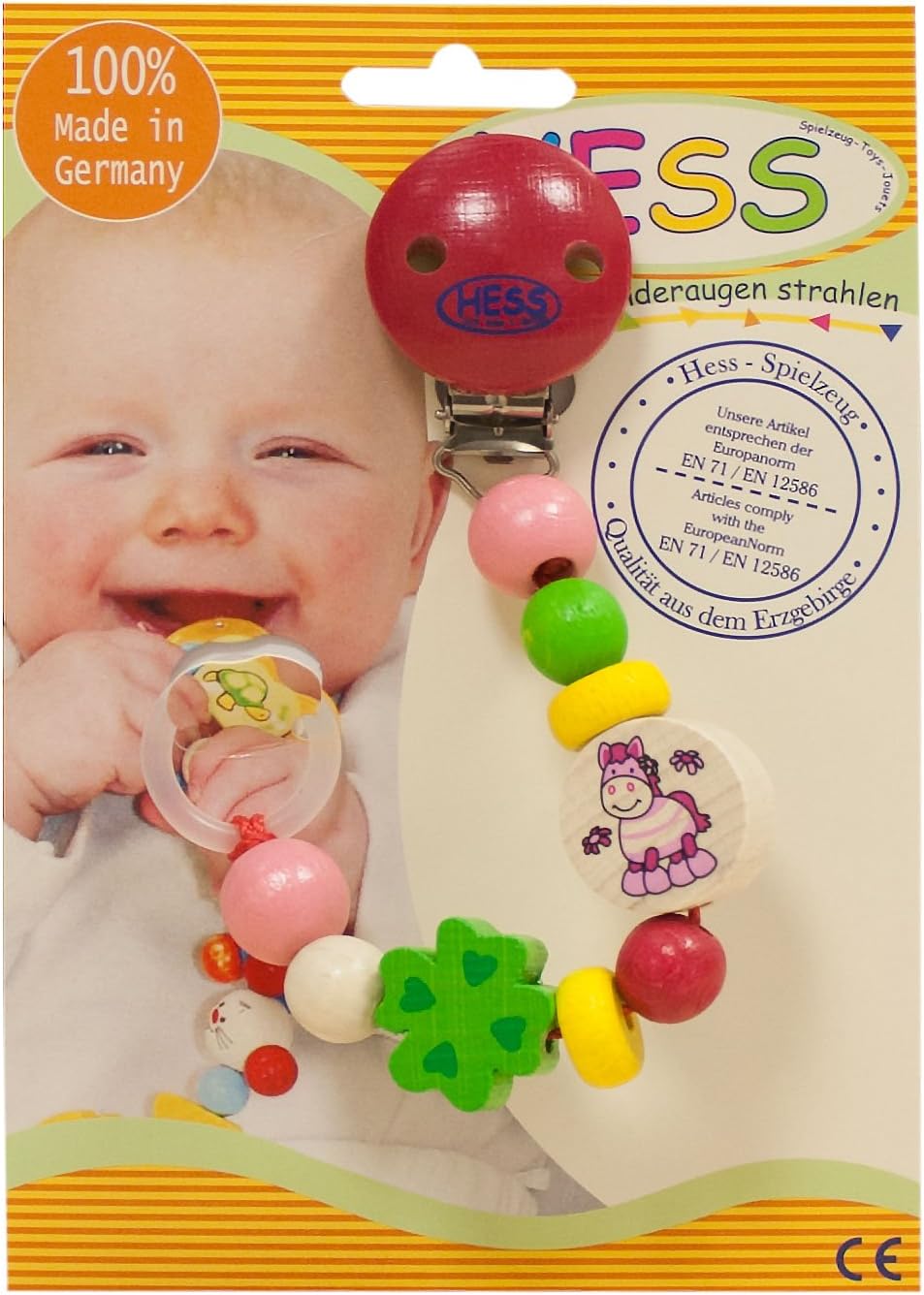 Hess Wooden Small Horse Pacifier Holder Baby Toy, 21 cm BigaMart