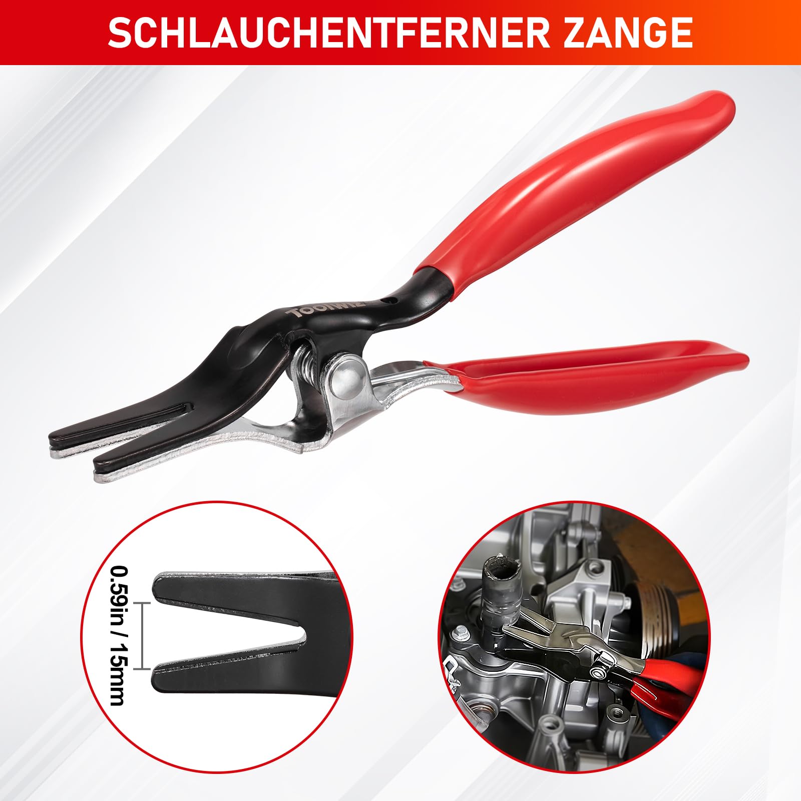 Toolwiz 6-teiliges Kraftstoffleitungszangen-Set, Schlauchschellen-Clip, Türverkleidungs Lösezange, Zange zum Entfernen von Schläuchen, 30-Grad-Druckstiftzange, 9 cm Kraftstofffilter-Messschieber 3