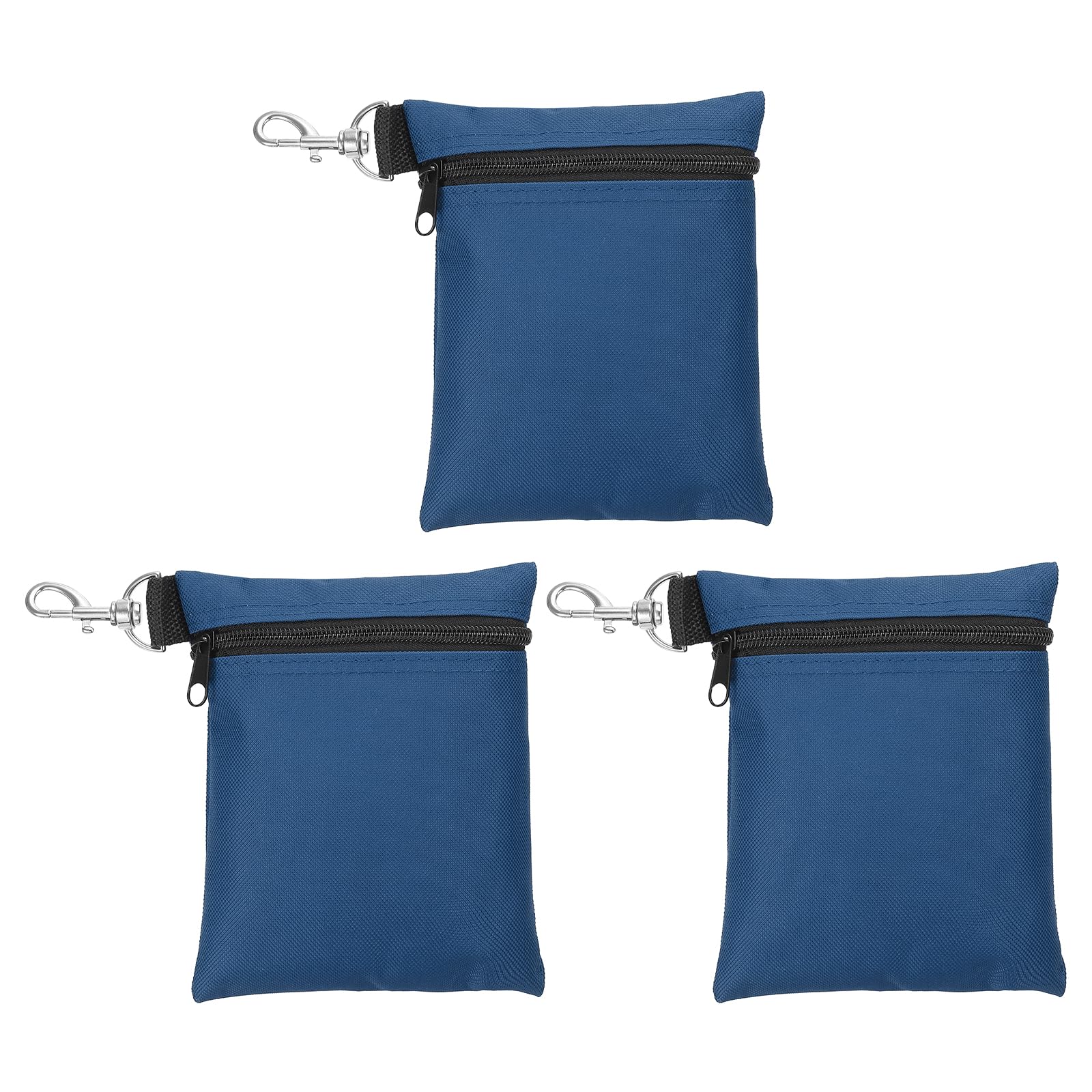 PATIKIL Zipper Golf Tee Pouch 6.7 x 5.5 Inch, 3 Pack Valuables Golf Tee Bag Golf Bag Accessories with Clip for Men Women Storage, Dark Blue