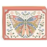 Lady Jayne Boxed Stationery Notecard Set with 20 Flat Die-Cut Note Cards and Envelopes, 5" x 7", Wildflower Meadow Floral Butterfly (82050)