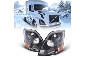 Unitedlu Semi Trucks Headlight Pair Compatible with 2004-2017 VOLVO VNL 670 780 (Including Driver Left Side & Passenger Right Side),VNL Headlamp Black Assembly