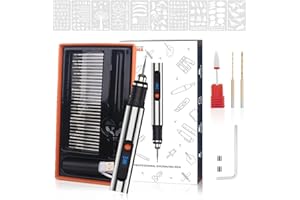 Rechargeable Cordless Electric Engraver Pen Mini DIY Engraving Tool Kit with 33 Bits and 10 Stencils for Metal Glass Ceramic 