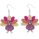 Fall Earrings for Women Cute Fall Turkey Maple Leaf Pumpkin Dangle Earrings Glitter Wooden Sunflower Eaarring Thanksgiving Autumn Jewelry Gifts Outfits Accessories