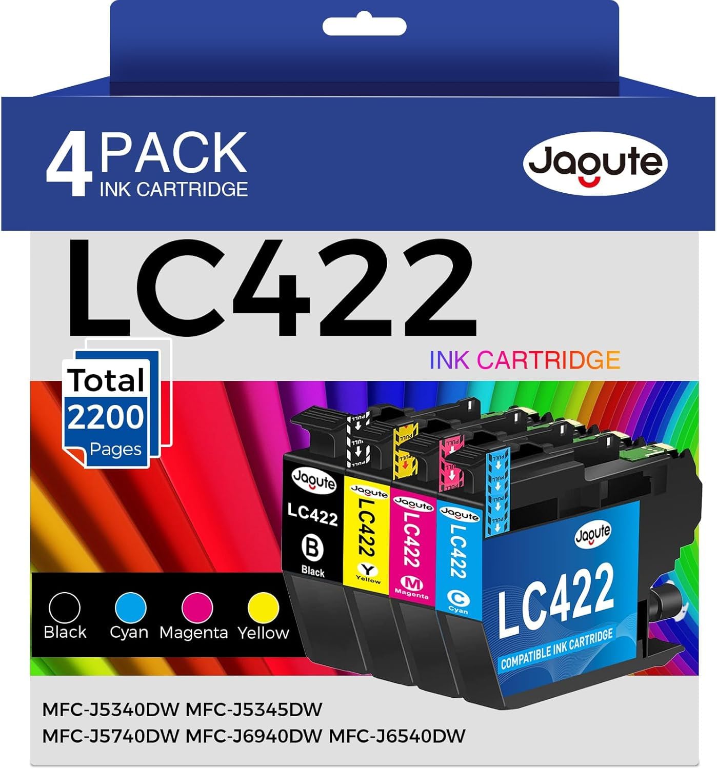 LC422XL Ink Cartridges for Brother LC422XL LC-422XLVAL LC422 Ink Cartridges Replacement for MFC-J5340DW MFC-J5345DW MFC-J5740DW MFC-J6940 MFC-J6540DW Printers (4 Pack, Black Cyan Magenta Yellow)