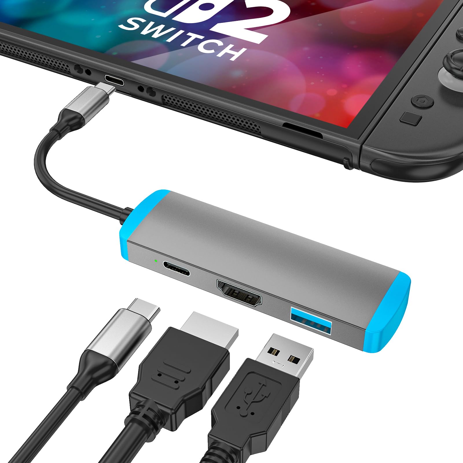 Photo 1 of USB C to HDMI Adapter for Switch 2,USB C Docking Station with 4K@60Hz HDMI Port/Type-C PD Port/USB 3.0 Port,Replacement for Official Switch 2/Switch/Switch OLED/Steam Deck/Steam Deck OLED Dock