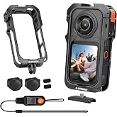 Amazear Metal Protective Cage for Insta360 X6 Accessories, with Quick Base | Premium Aluminum Cage for Insta360 X6. Includes Magnetic-Compatible Quick Base, Custom-Fit Lens Cap &amp; Safety Lanyard