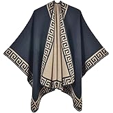 KirGiabo Women's Plaid Sweater Poncho Cape Coat Open Front Blanket Shawls and Wraps