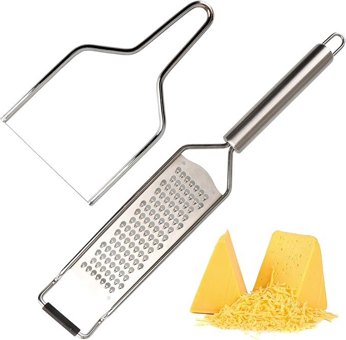 Oligi Cheese Grater & Wire Cheese Slicer Set, Sharp Blades Medium Shred
