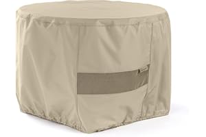 Covermates Outdoor Round Ottoman Cover - Water Resistant Polyester, Drawcord Hem, Mesh Vents, Seating and Chair Covers, 36DIAMETER x 25H, Khaki