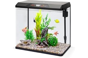 JUMBL PETS JumblPets Starter Fish Aquarium Kit, 10 Gallon, Complete Beginner Glass Fish Tanks Set with LED Lighting, Internal Filtration System, Filter Media Set, Hood & Lid, Ideal for Freshwater and Marine Fish