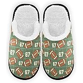 Lgplefti 67 Rugby Red Cartoon Slippers For Women Men Soft Memory Foam Non-Slip Beautiful Winter Indoor House Shoes Travel Slipper