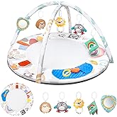 Montessori Baby Play Gym & Activity Mat for Brain Development (0-12Mo) | 5-Sensory Zones + 5 Toys |Portability Tummy Time Activity Mat Stage-Based for Newborn Brain Development Essential & Gift-Ready