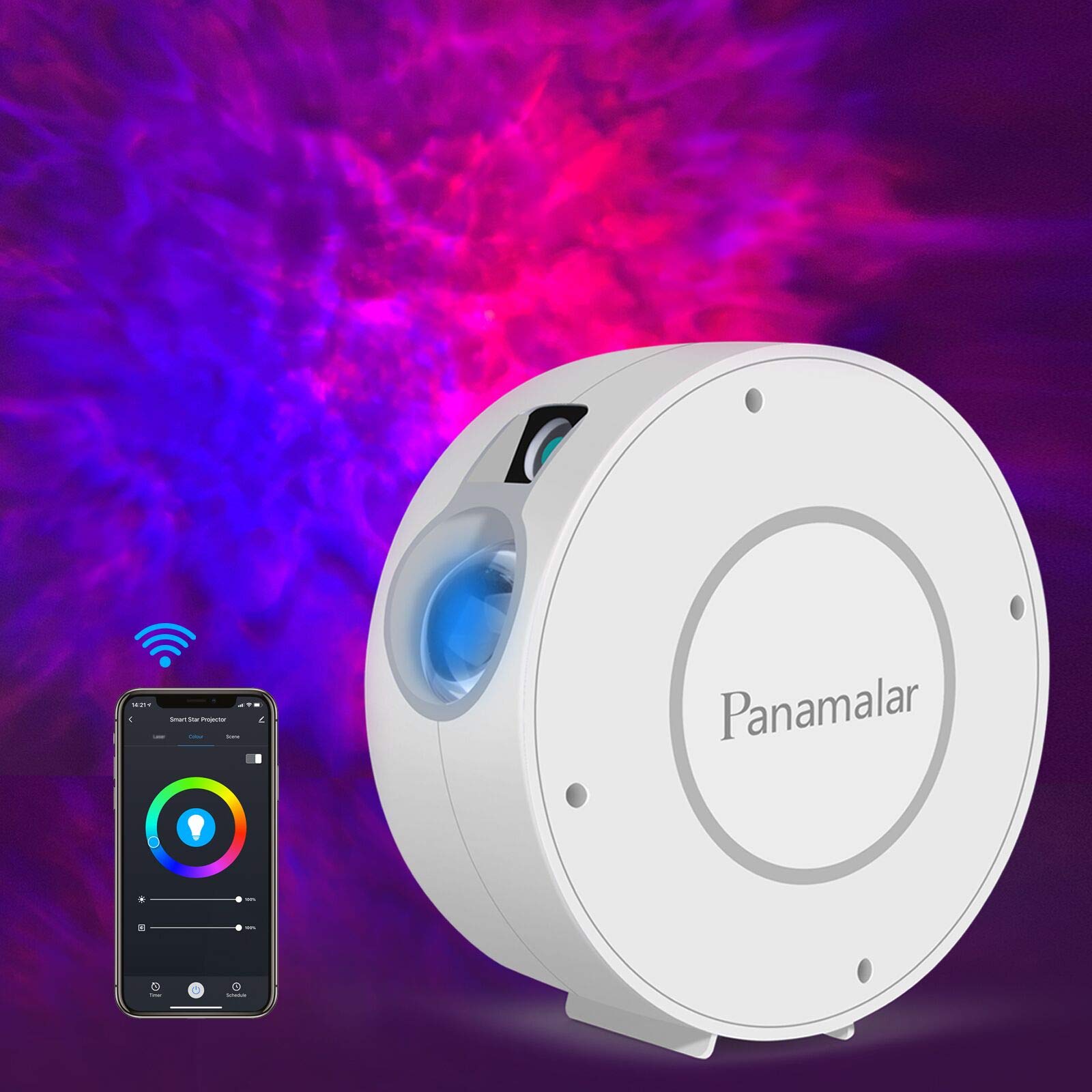 PANAMALAR Smart Star Projector, WiFi Star Galaxy Light Projector 16Million LED Nebula Cloud/Support Alexa/APP Control/Timer, 360°Rotation Night Light Projector for Kids Adults Bedroom Gifts Party