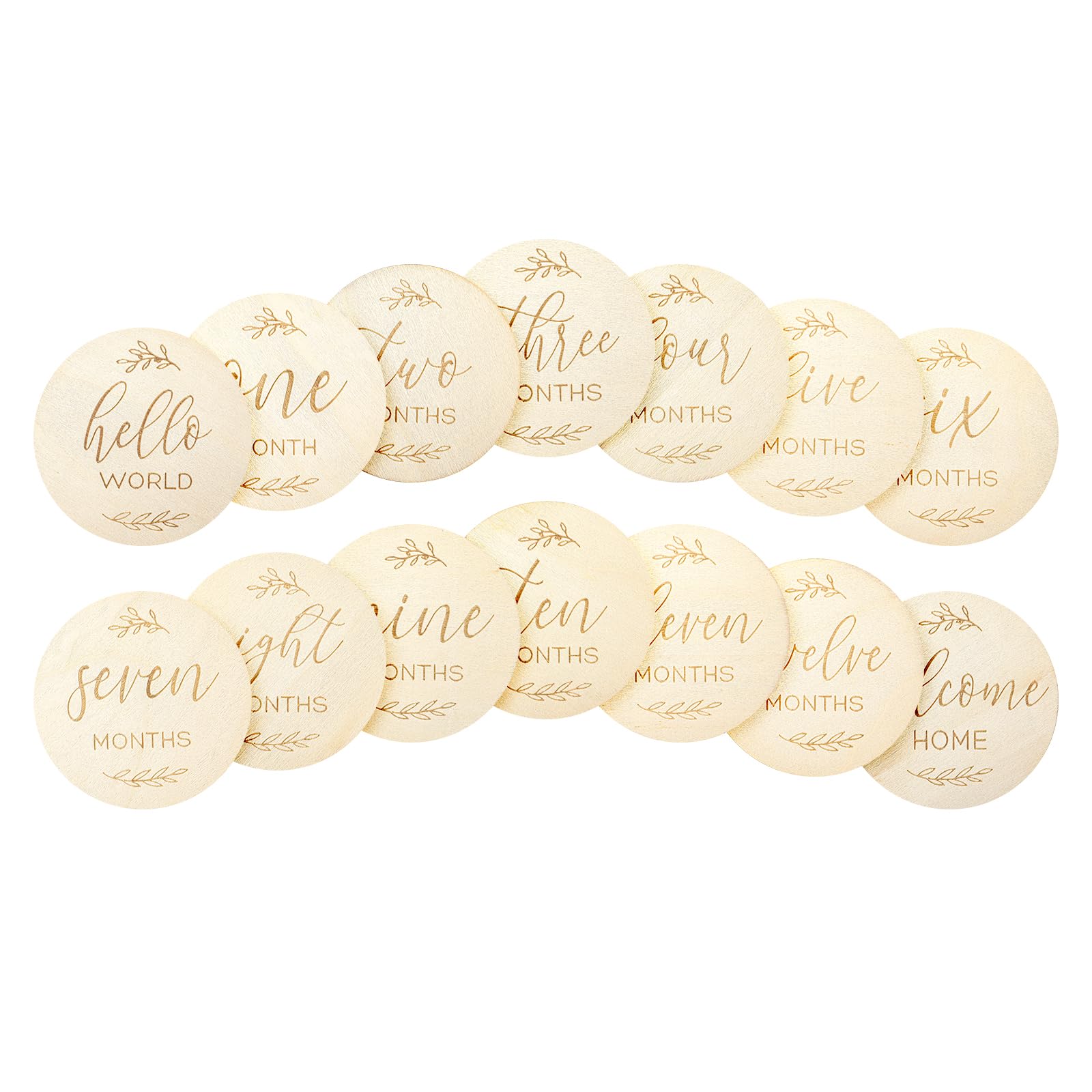 7 Pcs Wooden Baby Milestone Cards Baby Months Signs, Double Sided Milestone Baby Cards, 10cm Round Month Baby Milestone Signs for New Parents Gift Set Newborn Infants 0-12 Months Growth Recording